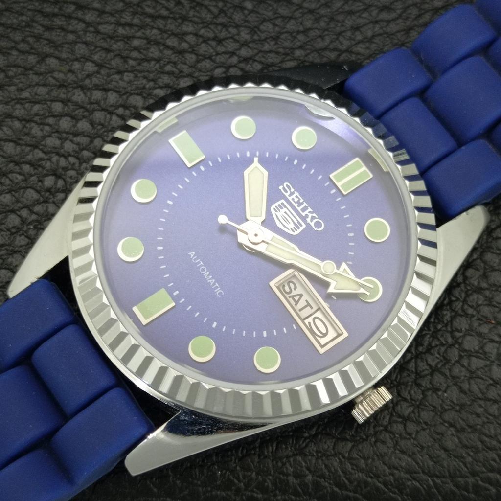VINTAGE REFURBISHED SEIKO 5 AUTOMATIC 6309A JAPAN MENS BLUE DIAL WATCH A444287-1