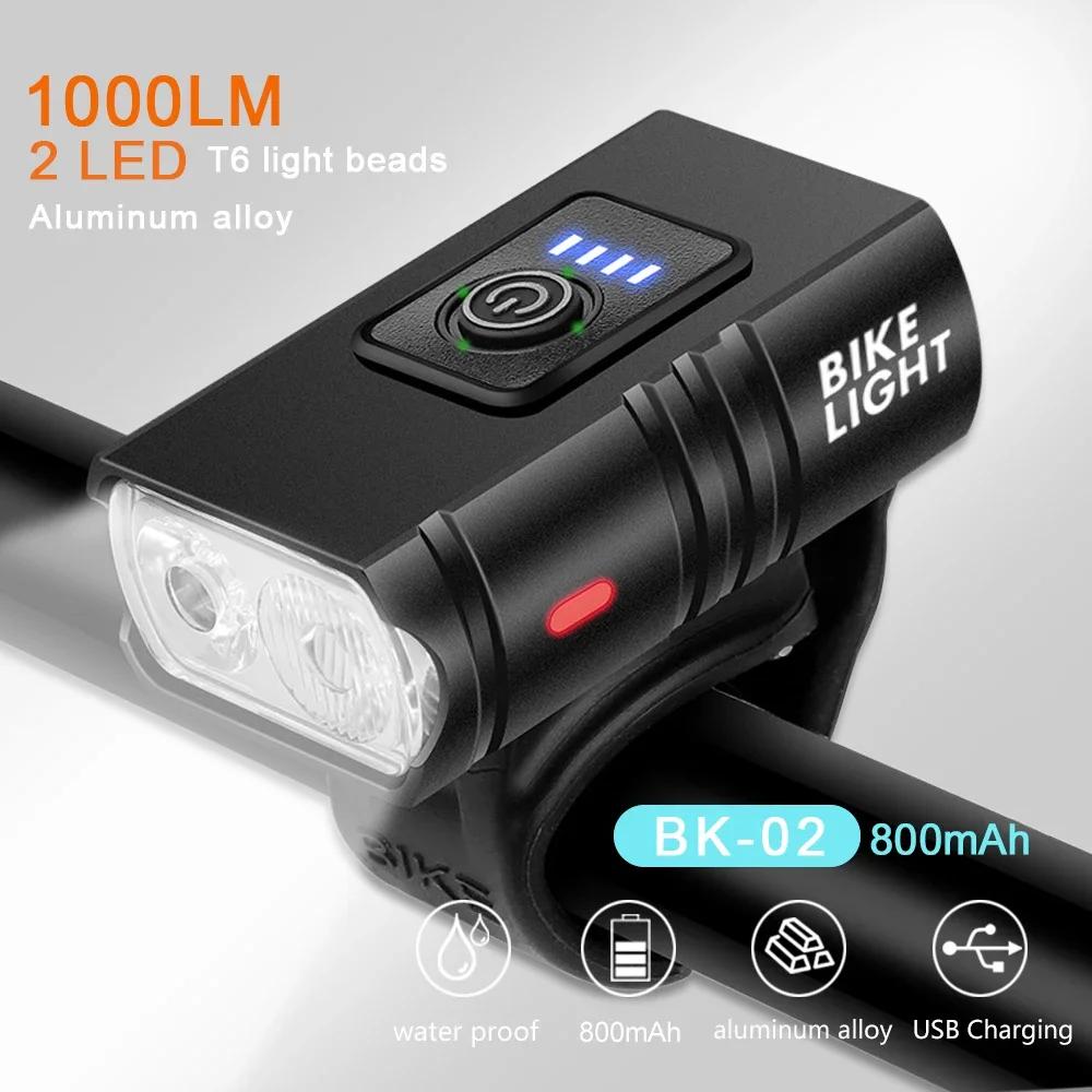 1000LM Bicycle Front Light Bright Bike Led Flashlight Lantern Rechargeable MTB Bike Rear Lamp for Cycling Headlight Christmas