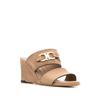 Salvatore Ferragamo Suede Wedge Mules Beige  Khaki Chaim 75mm