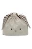 Cute Embroidered Bunny Ear Lunch Bag with a Tie Handle Gingham Azuma-style (brown Check)