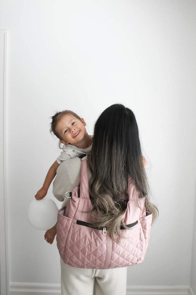 Torba 3-w-1 LUNA dla Mamy, Plecak na ramię w kształcie litery H, Idealna na prezenty dla dziecka, Przygotowanie do narodzin i Świętowanie narodzin, HEATHEA LUNA (Różowy)