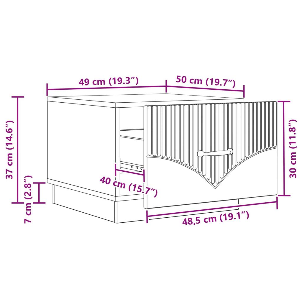 Coffee Table Sonoma Oak 49 x 50 x 37 cm Particleboard