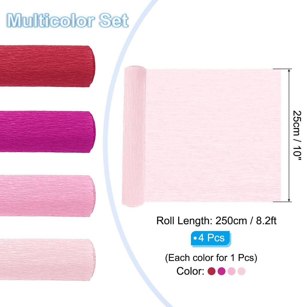 4/8 Rolle Krepppapierrolle Weiches Papier Luftschlangenblatt für Basteln Blumenmachen Verpacken Party Geburtstag Hochzeitsdekoration 4 Farben