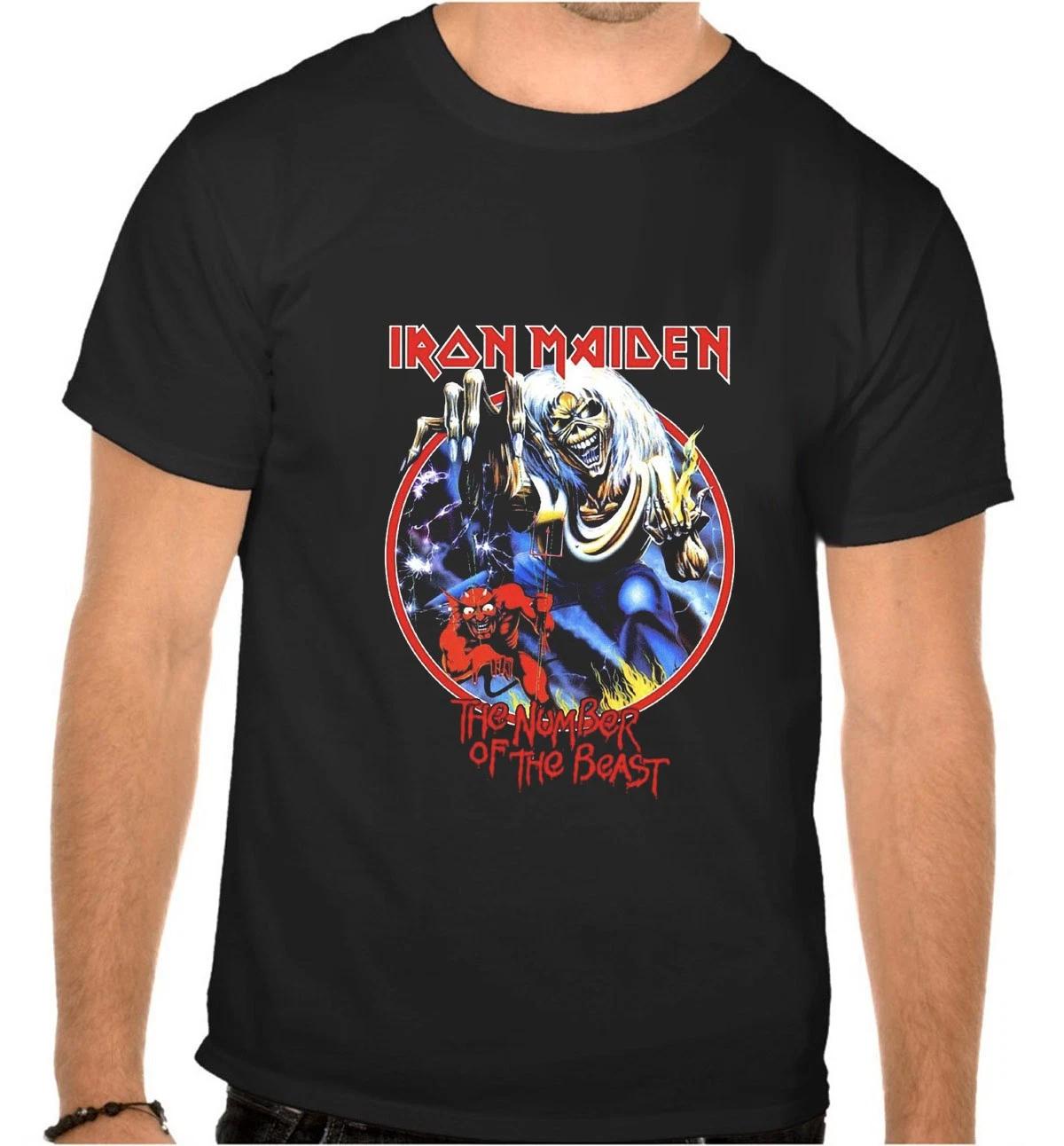 IRON MAIDEN Rock Music Black 100% Cotton T-shirt Mens Tees Top -1084 -Kids- 3XL