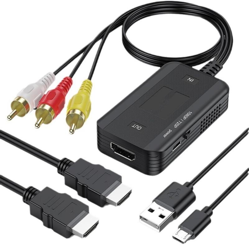 3RCA Female/Male to HDTV Converter Composite to HDTV Adapter Support 1080P for Game Console VCD Player Electronic