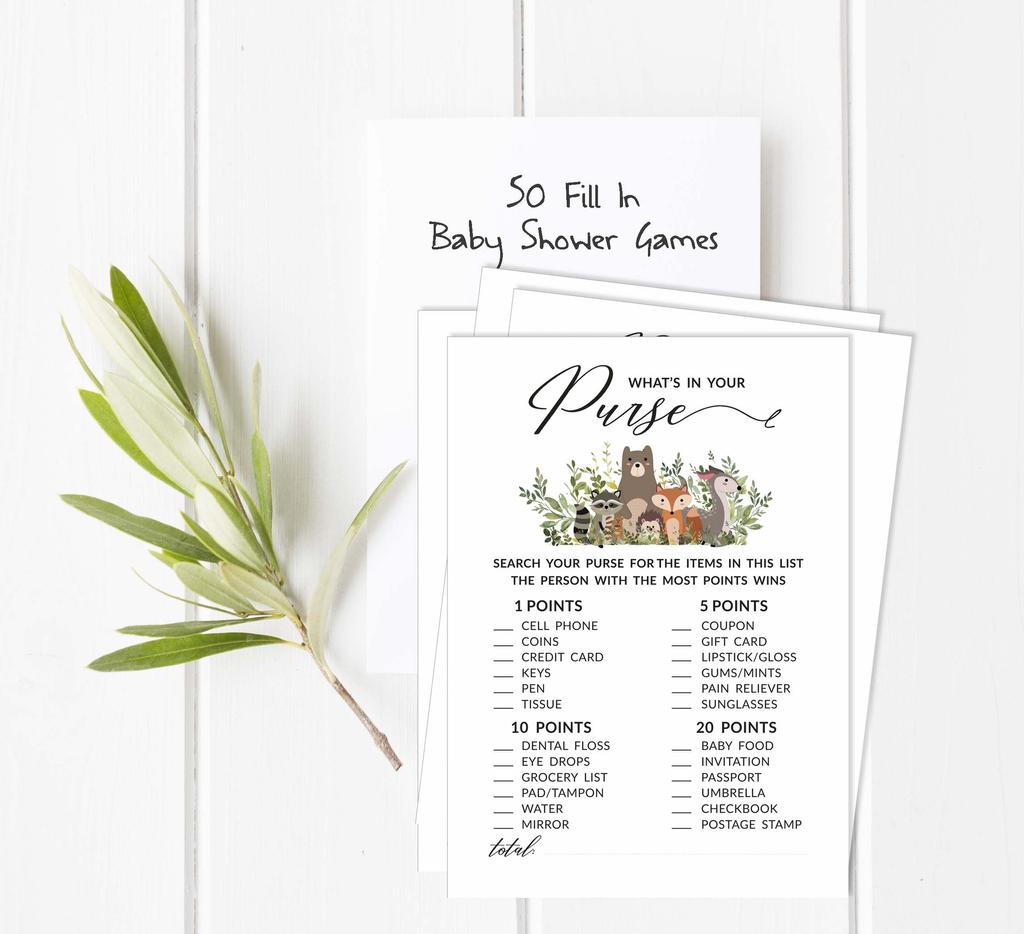 Inkdotpot Leaves & Animals Baby Shower Game Set Of 50 BabyA AlphabetA ABCA Game Gender Neutral Party