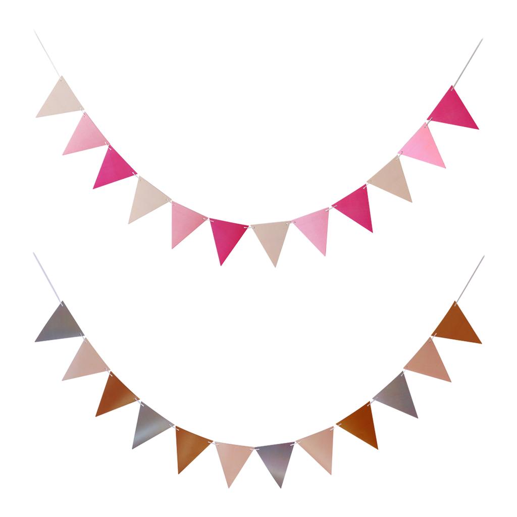 1pcs Set 16.4ft Macaron Paper Card Triangle Banner For Birthday Party Banner Flags Pennant Banner Flags Pennant Banner