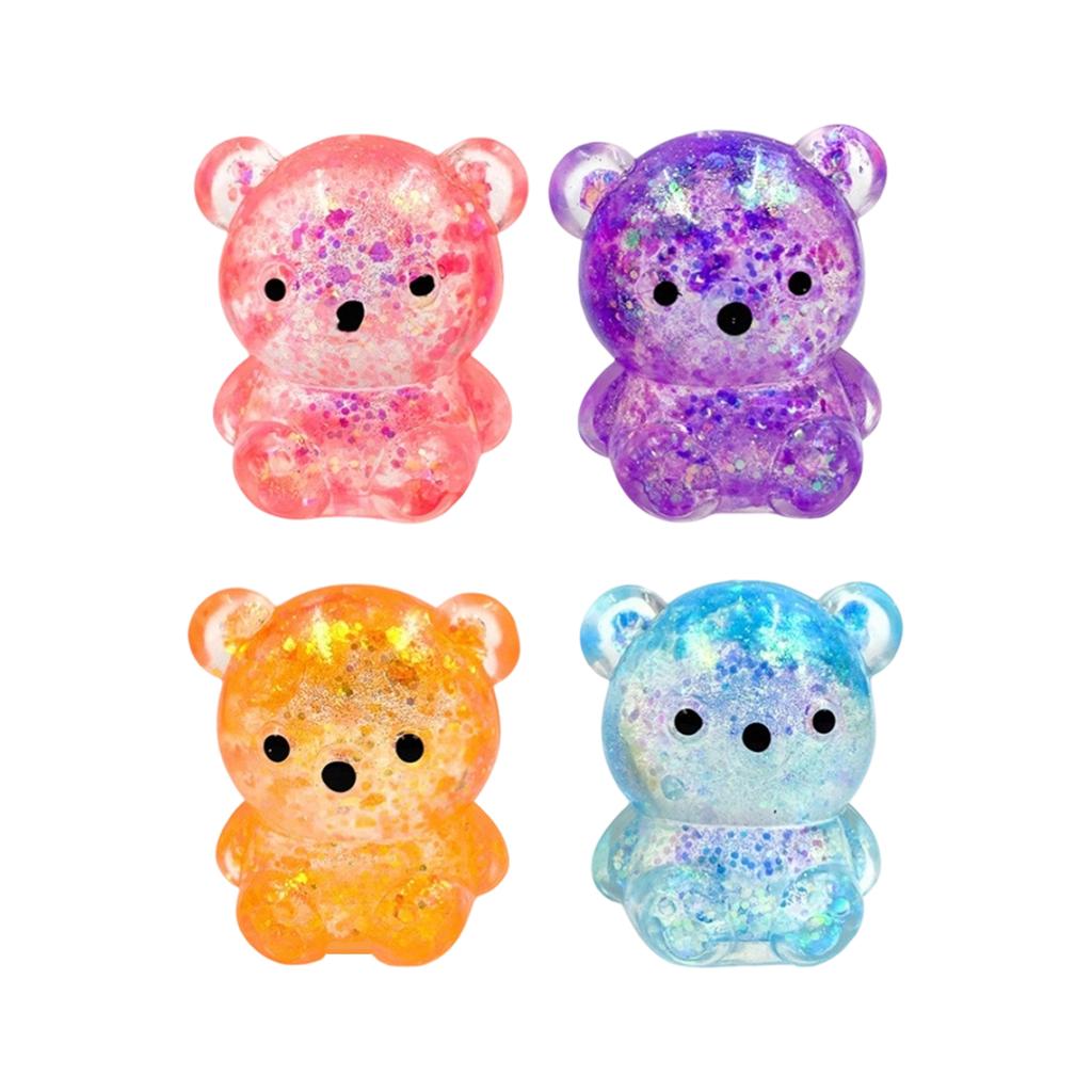 Squishy Bear Stress Relief Toy with Glitter and Soft Texture for Sensory Play and Hand Exercise Suitable for Kids and Adults