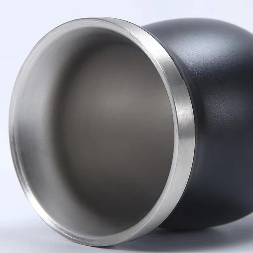 Stainless Steel Mate Tea Cup and Set with Straw Cleaning Brush for Easy Cleaning. Perfect for the Office or Home. (White)