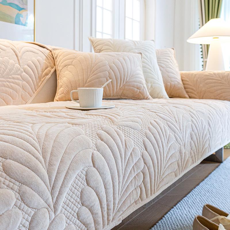 

Autumn And Winter Cream Color Milk Fleece Sofa Cushion Non-Slip Four-Season Universal Seat Cushion Thermal Cover Plush Cover Towel Winter 70*70cm