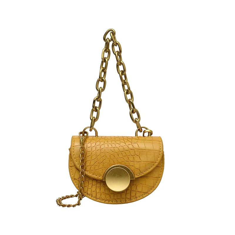Bag Women's New Stone Pattern Mini Saddle Personalized Chain Portable Lock Bag Fashion Chain Single Shoulder