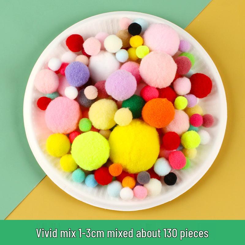 Colorful Gradient Pompom Pack: High-Elastic Plush DIY Toy Accessories for Kids