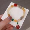 Vintage Vermilion Bracelet With Natural Gold Wire Jade Agate Gourd Peanut Bracelet Decorated With Vintage Chinese Style Accessories