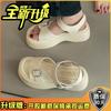 Versatile casual platform Roman sandals girls summer Korean version fashion Velcro soft-soled beach slope heel cool slippers