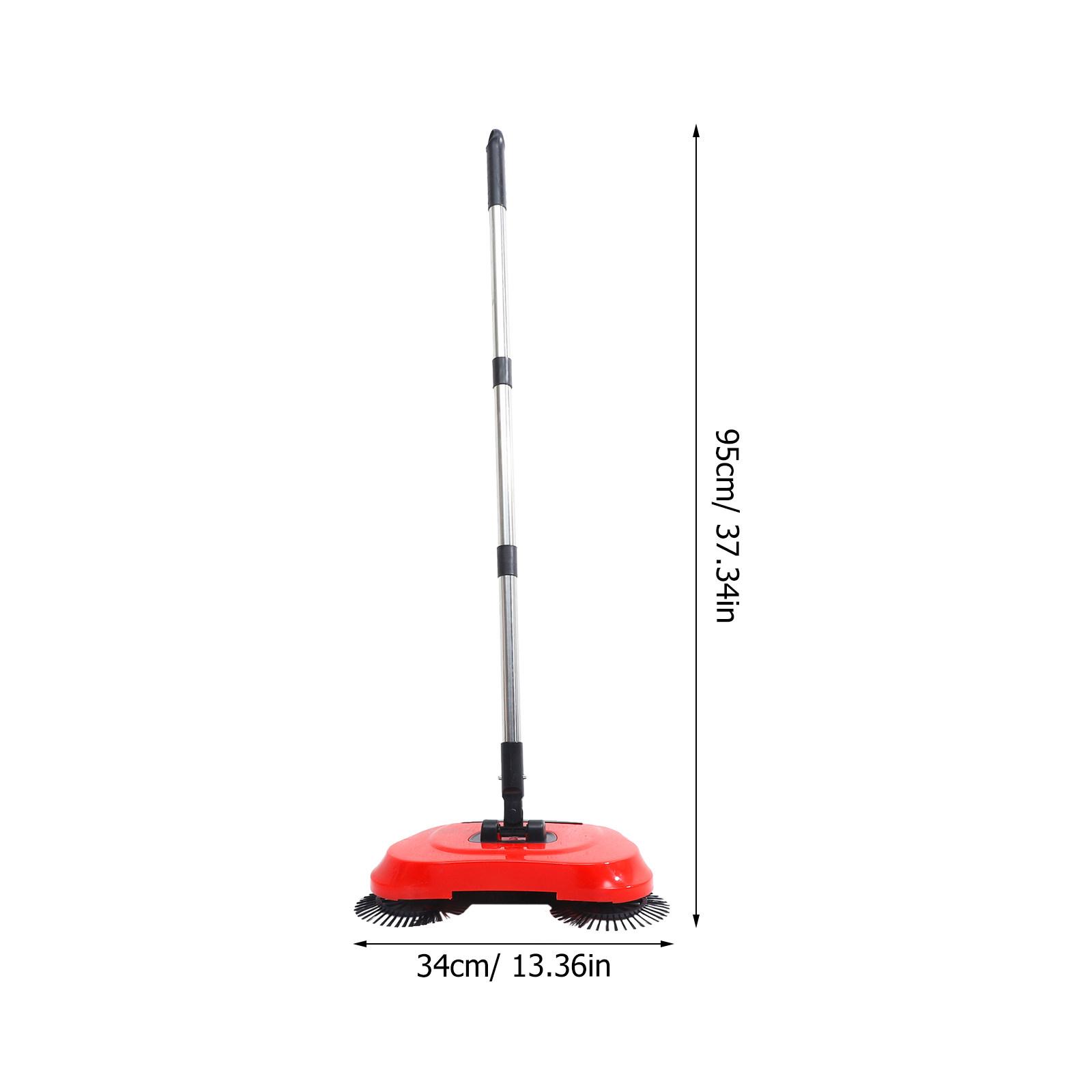 Multi-Function 3 in 1 Hand Push Sweeper Lazy Floor Cleaning Mop Broom Dustpan Trash Bin Degree Rotating Push Broom красный