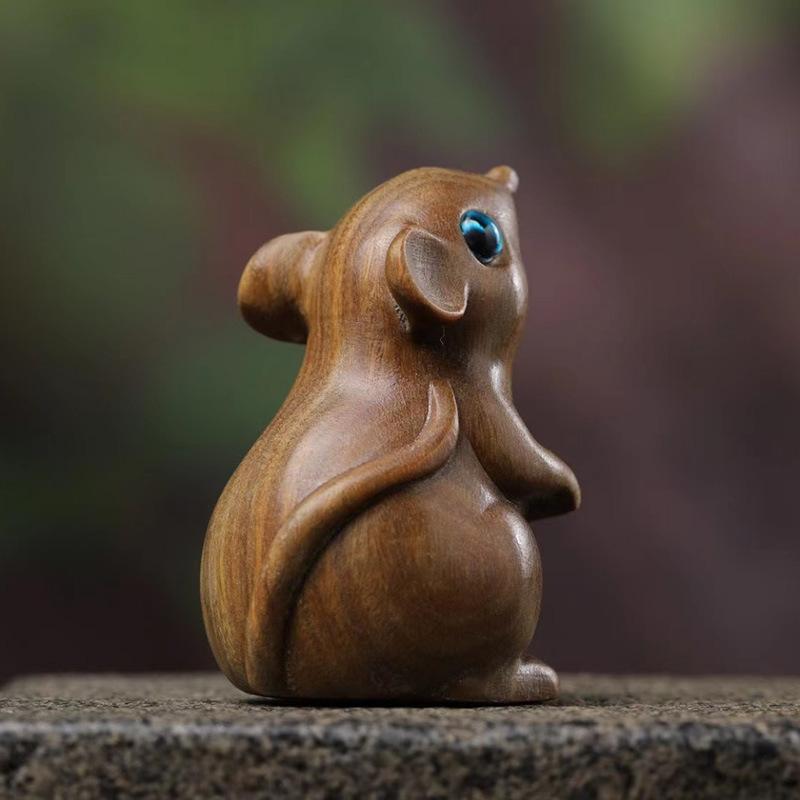 Grünes Sandelholz Schnitzerei Rattenfigur Tier Miniatur Tierkreis Maus Ornament Büro Schreibtisch Zubehör Für Heimdekoration Geschenke