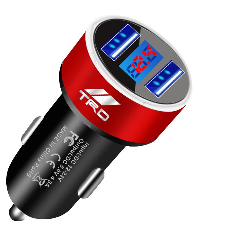 Autoladegerät 2 USB-Anschlüsse Schnellladung Digitalanzeige Autozubehör für Toyota GR TRD Fortuner Chr Verso Prius Hiace Yaris Trd Camry