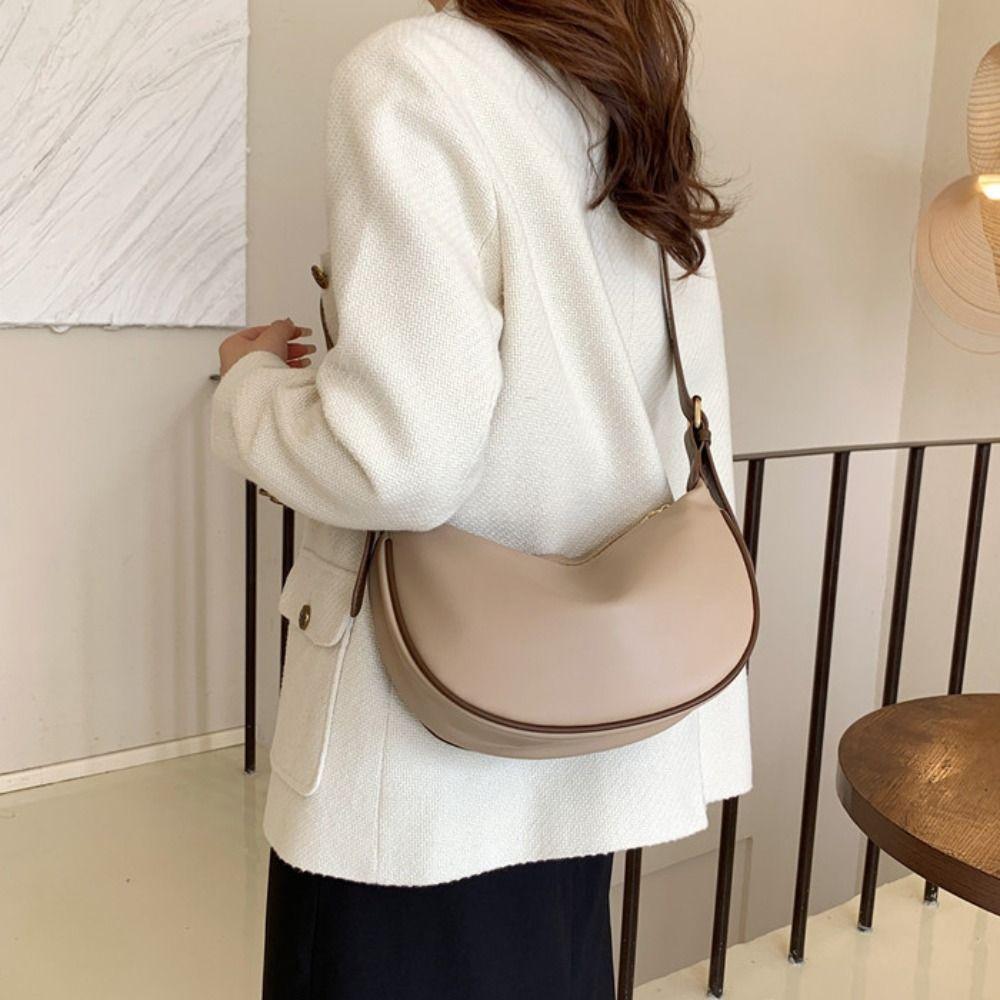 Adjustable Strap Vintage Crossbody Bags Zipper Underarm Dumpling Bag PU Leather Shoulder Bag  party