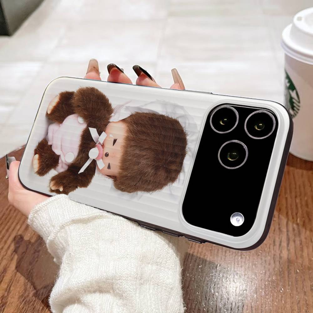 Cute M-monchhichis-s For IPhone 17 16 15 11 12 13 14 Pro Max Plus Pro Corrugated Translucent Back Phone Cover