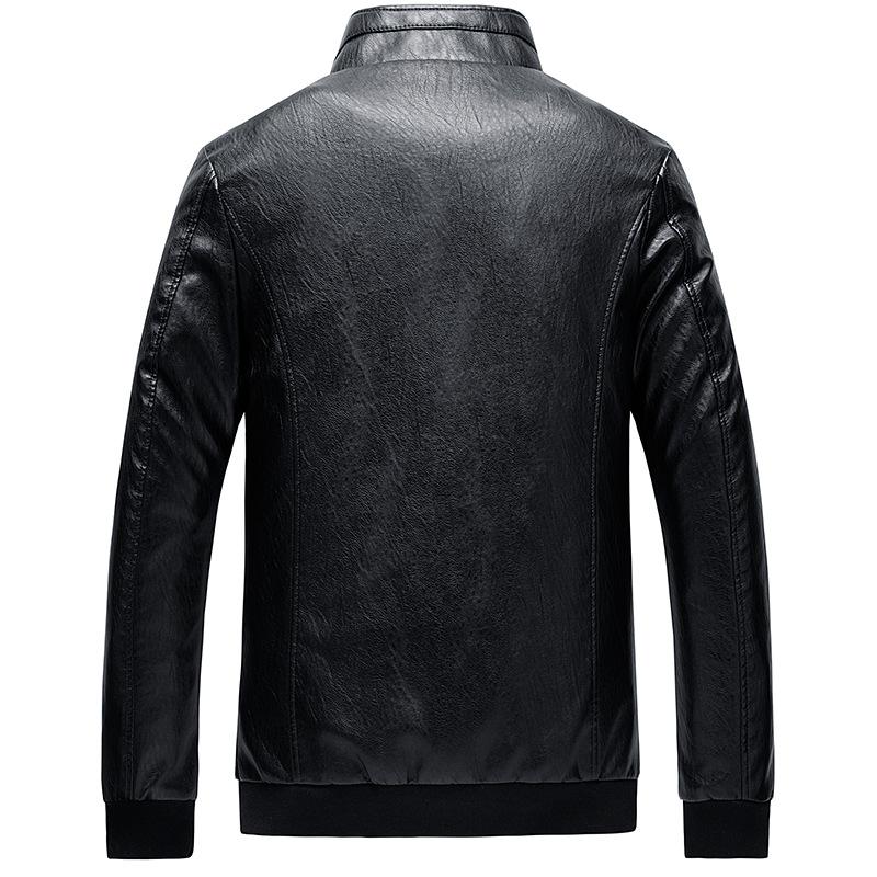 Neue Frühling- und Herbst-Übergröße Stehkragen Lederjacke Herrenjacke Trendige Slim Lederjacke