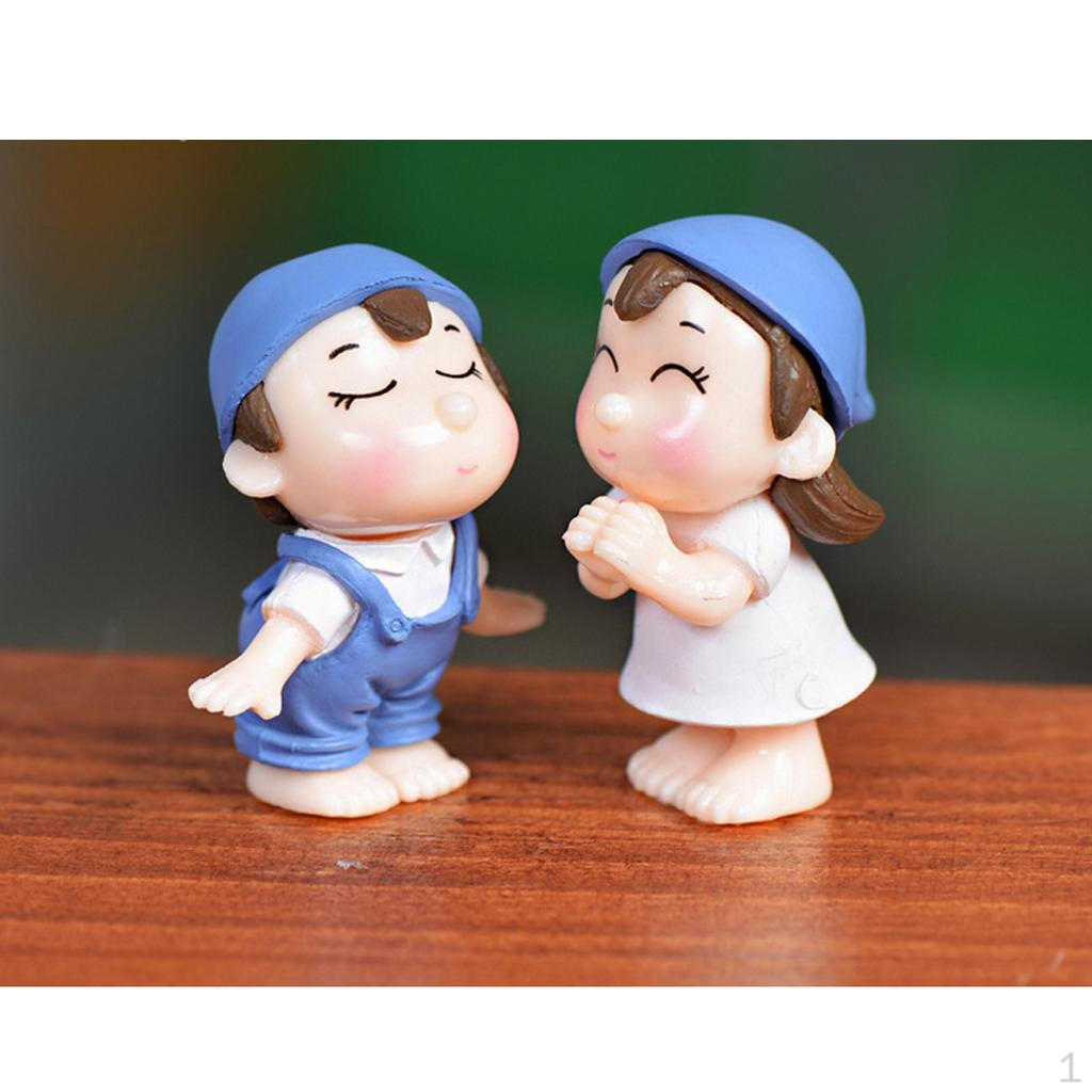 

1 Pair Mini Smiling Couple Dollhouse Ornament Fairy синій