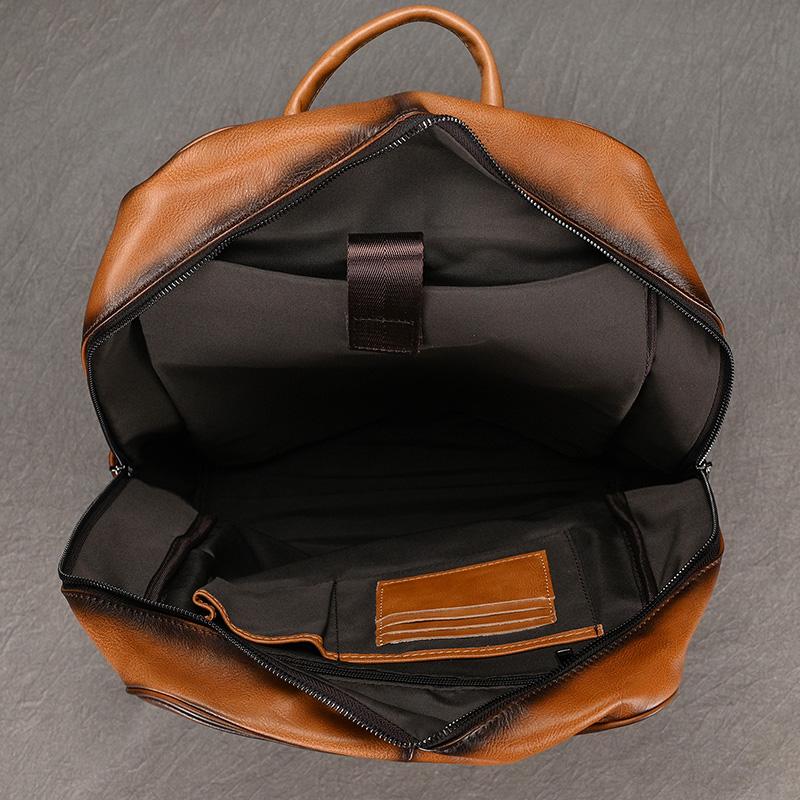 Newsbirds Genuine Leather School Bag Black Brown Men's Business Backpack Cowhide Daypack Casual Schoolbag For Men Boys Student