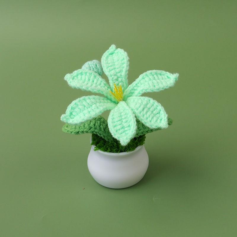 Hand-Knitted Wool Fake Flowers Set: Sunflower, Carnation, Tulip - Desktop Decor, Teacher/Student Gift, Everlasting Bouquet