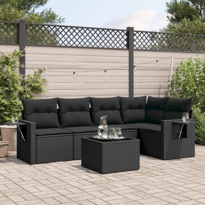 VidaXL Garden Lounge Set with Cushions 6 Pcs, Patio Sofas, Patio Furniture Set, Outdoor Furniture, Black 3220134