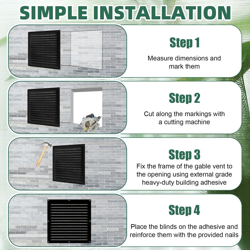 2 Pachete 6X6In Guri de Aerisire Pod Negru Guri de Aerisire Gable Aluminiu Gură de Aerisire de Perete Pentru Case Magazie, Gură de Aerisire Pătrată Gură de Aerisire cu Jaluzele Grilă Deschidere 180 Grade