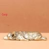 Reines Kupfer Messing Welsh Corgi Liegender Welpe Briefbeschwerer Heimdeko Ornament