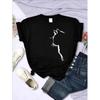 Simple Strokes Of Cat Funny Printed Women T-Shirt Fashion Casual Short Sleeve O-Neck Personality Street Tee Clothing Summer Tops