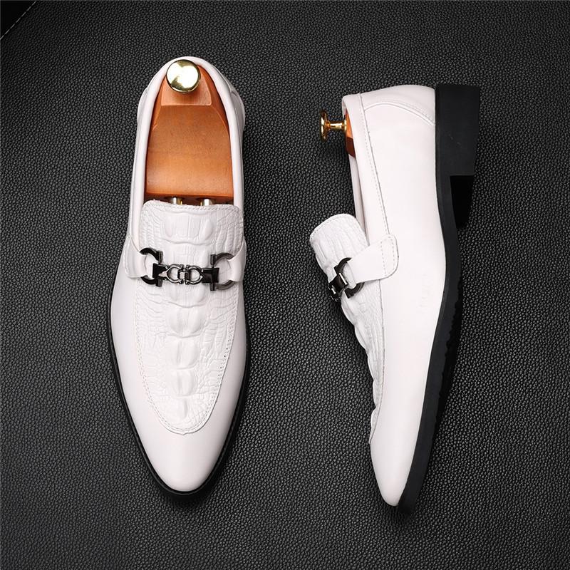 Fashion New Men's Pointed  Business Crocodile Pattern Casual Shoes Male Designer Slip On Loafers Homecoming Wedding Dress Footwear