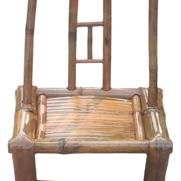 Bamboo Rocking Recliner Chair - Children's Model with Woven Basket Design