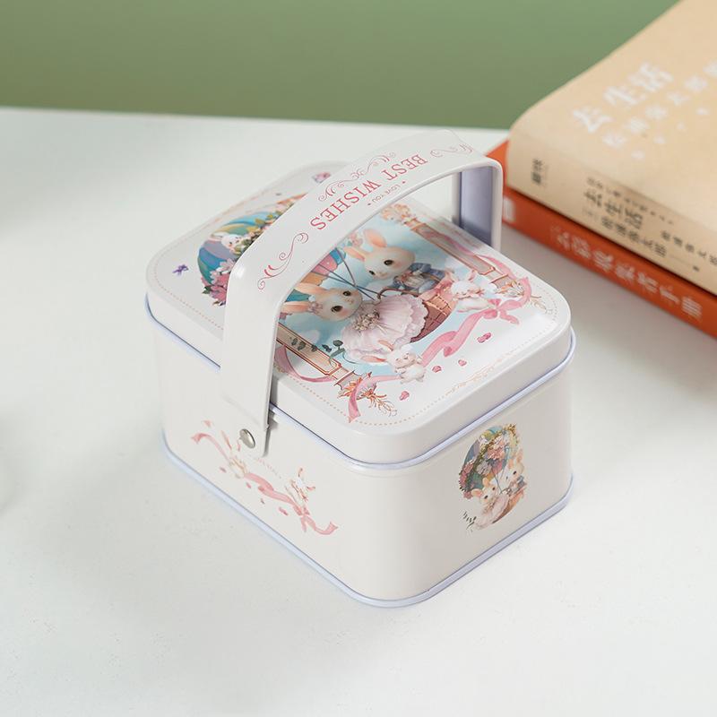 Tinplate Candy Box Kids Gifts Small Tin Box Cookie Box Portable Rabbit Gift Box For Birthday Wedding Party Decoration
