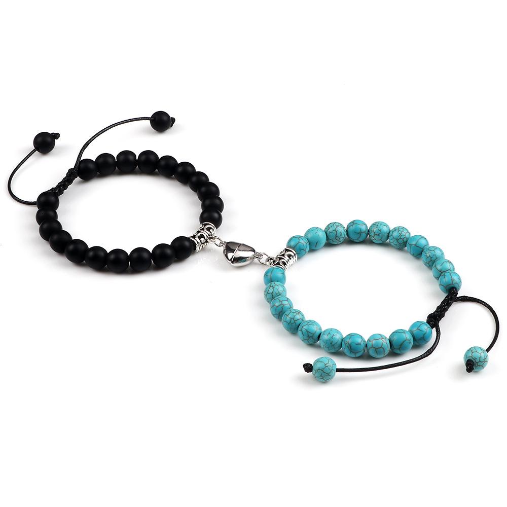 Magnetic Heart Bracelet Pair - Handmade Woven Design for Couples or Best Friends