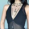 Y2K Spicy Girl Dark Star Leather Choker Necklace - Pure Desire Clavicle Chain