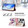 For iPhone 16 Pro Case Pattern Printing Wallet Phone Cover with Strap