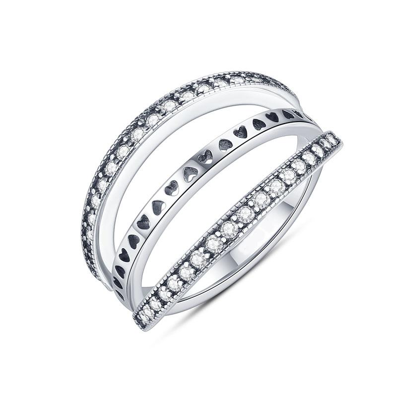 2023 Fashion Silver Plated Princess Tiara Crown Sparkling Love Heart Rings for Women Jewelry Anniversary Gift