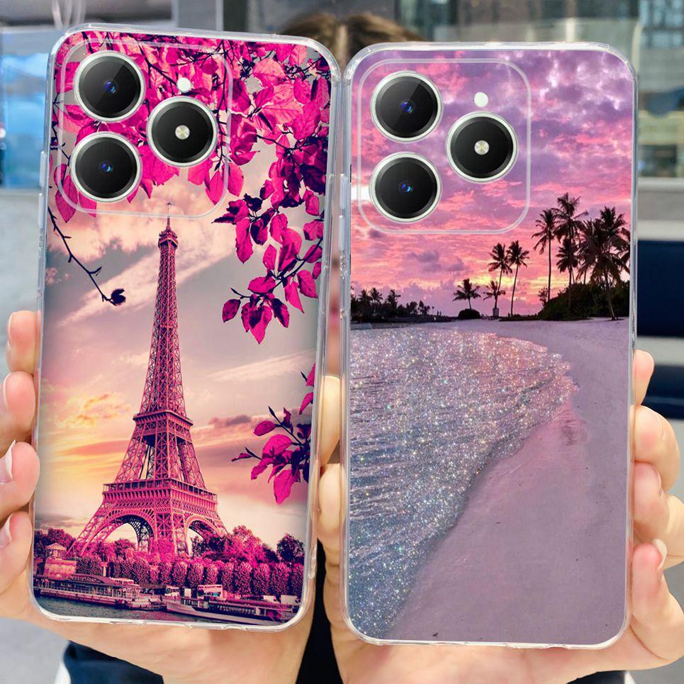 Voor Realme C63 C61 Narzo N61 N63 Hoesje Bloemen Vlinder Dames Mode Achterkant Transparant Zacht Slank Siliconen Bumper Shell