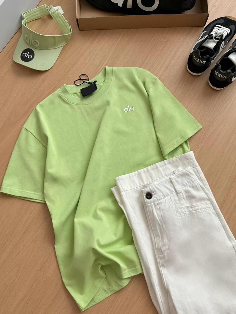 Heavyweightalo Women’s Silver Label Candy Color Loose Casual T-shirt, Short Sleeve, Summer 2025