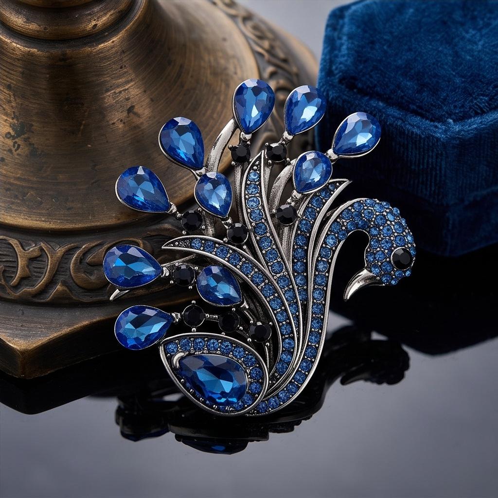 Elegant Peacock Brooch: Rhinestone Crystal Pin, Versatile Corsage Accessory for Coats and Suits