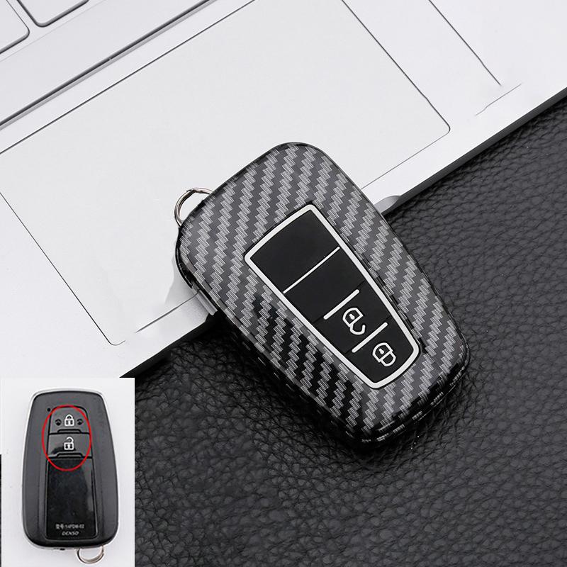 Carbon Fiber Auto Key Fob Case Cover Fit For Toyota C-Hr Chr Rav4 Rav 4 Corolla Camry Avalon Land Cruiser Prado Prius