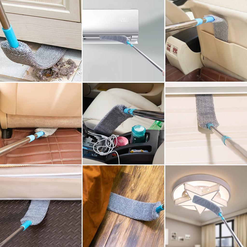 Extendable Pole Stainless Extra Long Feather Duster Bendable Head And Long Handle for Cleaning Ceiling Fans Blinds Furniture
