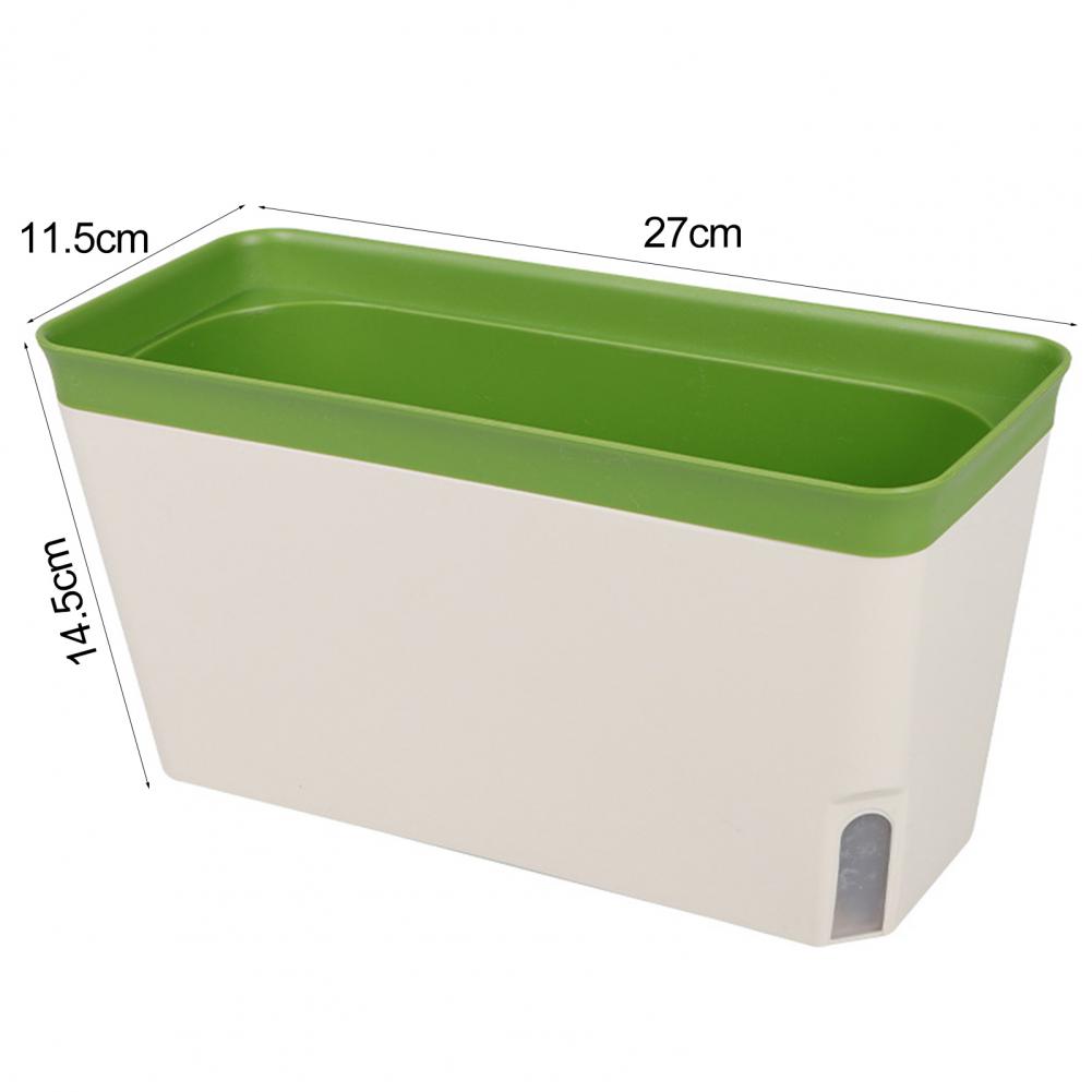 Self Watering Plant Pot Rectangle Modern Double Layer Indoor Windowsill Desktop Flower Herb Succulent Planter Box Home Gardening