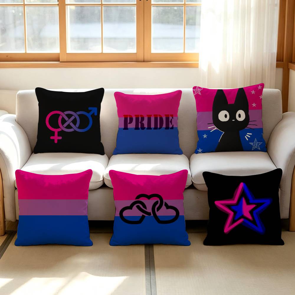 LGBT Bisexual Pride Pillow Case Home Double-sided Printing Short Plush Colorfast Microfiber Cushion Cover