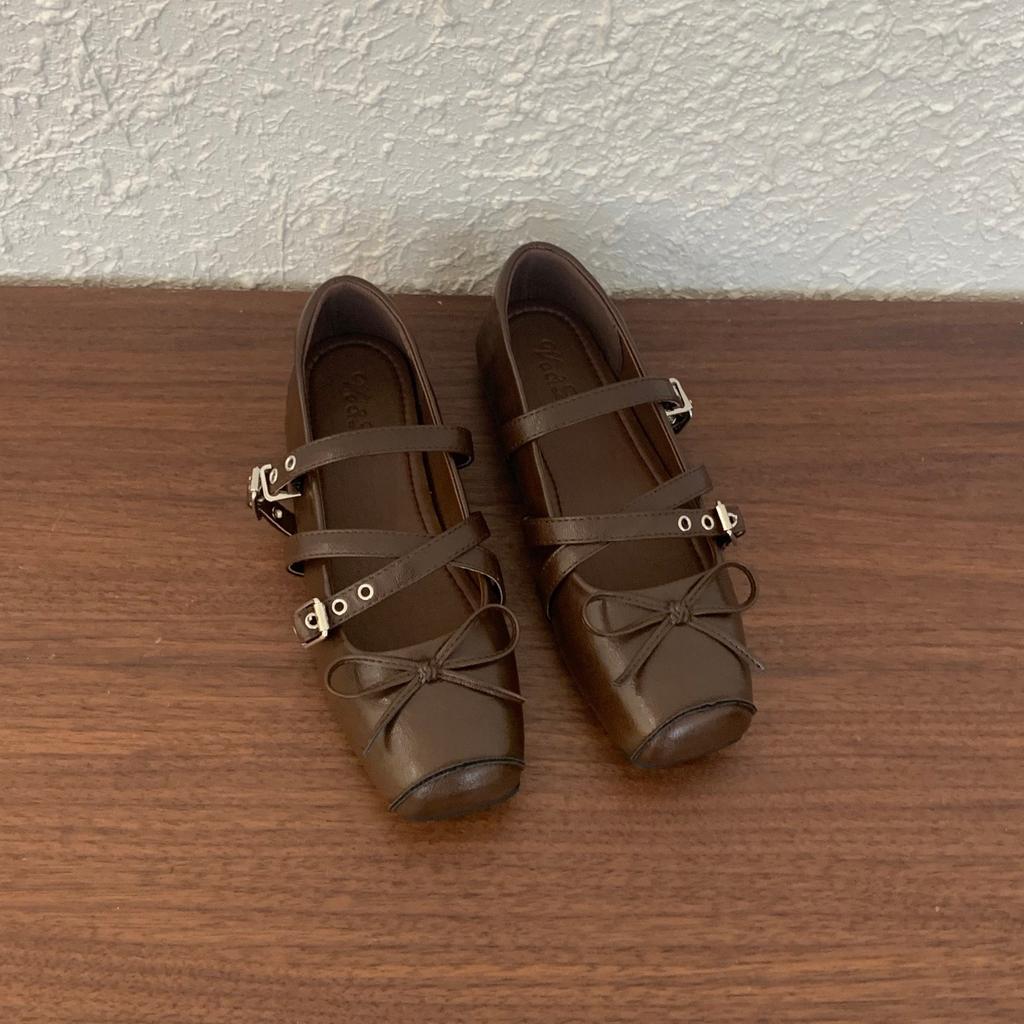 Retro Niche Design Flat-bottomed Square Head Single Shoes Ballet Shoes Early Autumn New French Silver Mary Jane Shoes Women's Shoes