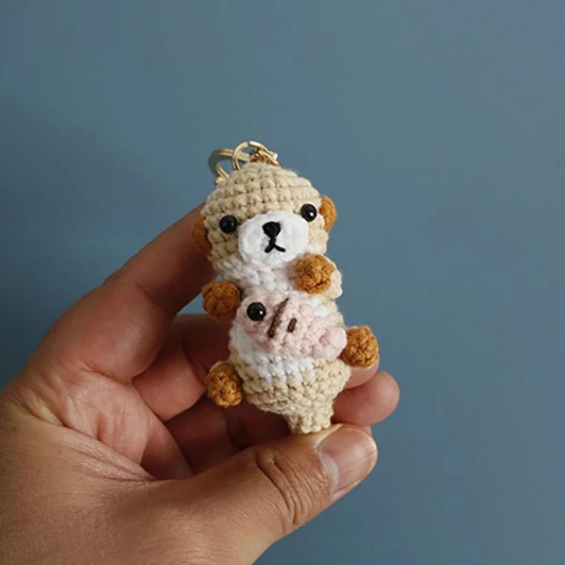 Creative Marine Animals Series Knitting Keychain Cute Sea lion Doll Crochet Keychain Handmake Knit Sea Seal Keyrings Wholesale