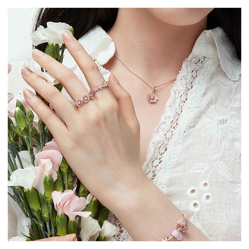 Pandora Pink Daisy Set Alloy Necklace Women's ZT0722