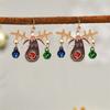 Funny Elk Bells Pendant Earrings for Women Simple Rhinestone Red Heart Christmas Tree Earrings New Year Party Jewelry Gifts