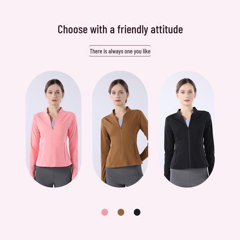 Women's Quick-Dry Long-Sleeve Yoga Jacket with Stand Collar